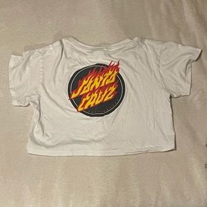 White cropped santa cruz t shirt